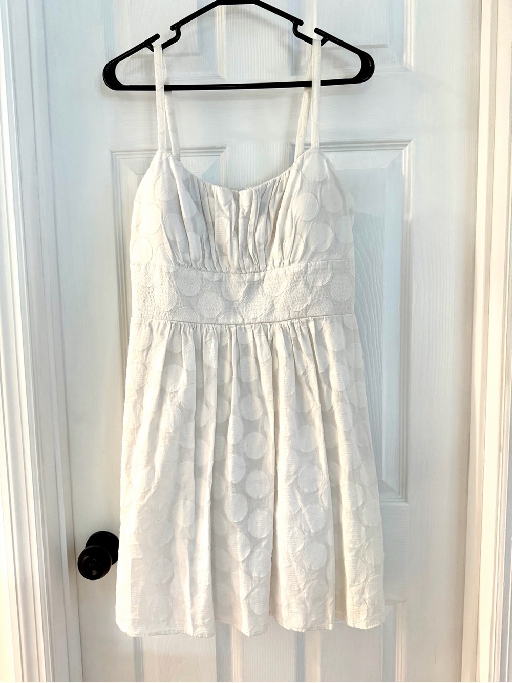 B. Smart White Eyelet Spaghetti-Strap Maxi Dress